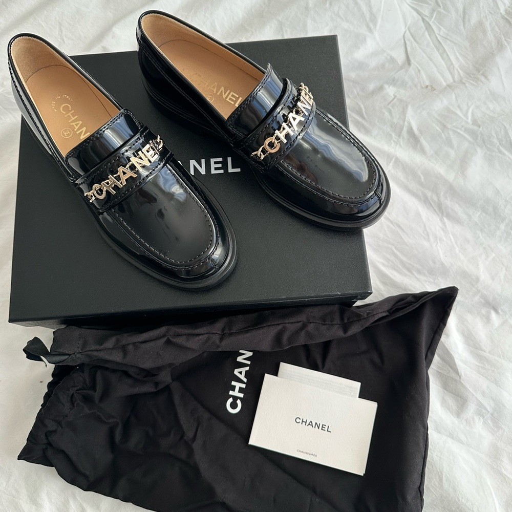 BRAND NEW CHANEL Letters Loafer - hard to find!